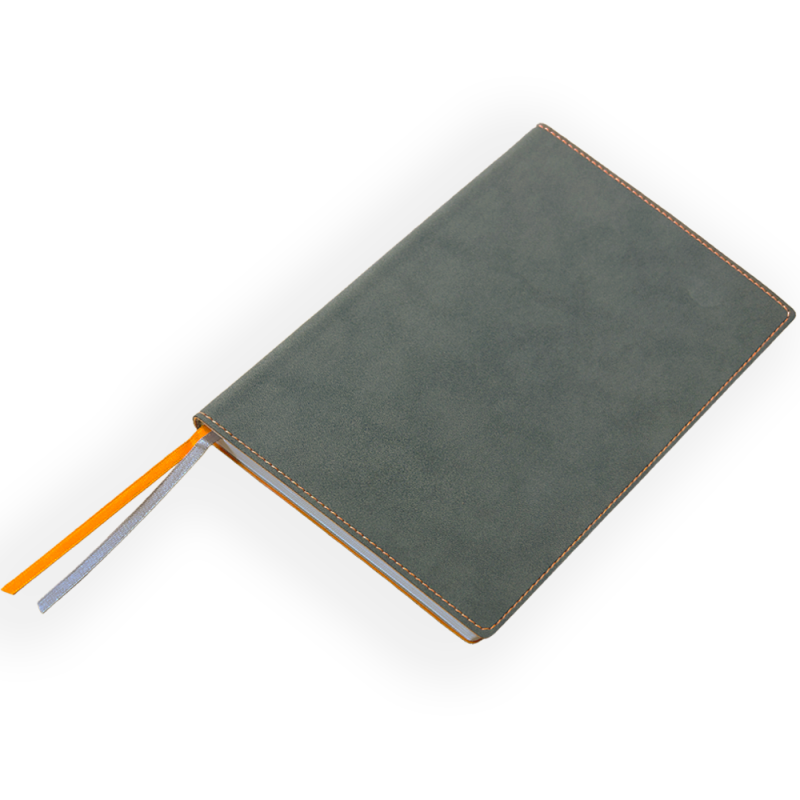 Alcantara Notizbuch Anthrazit (Orange)